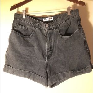 American Apparel Grey high-waisted denim shorts